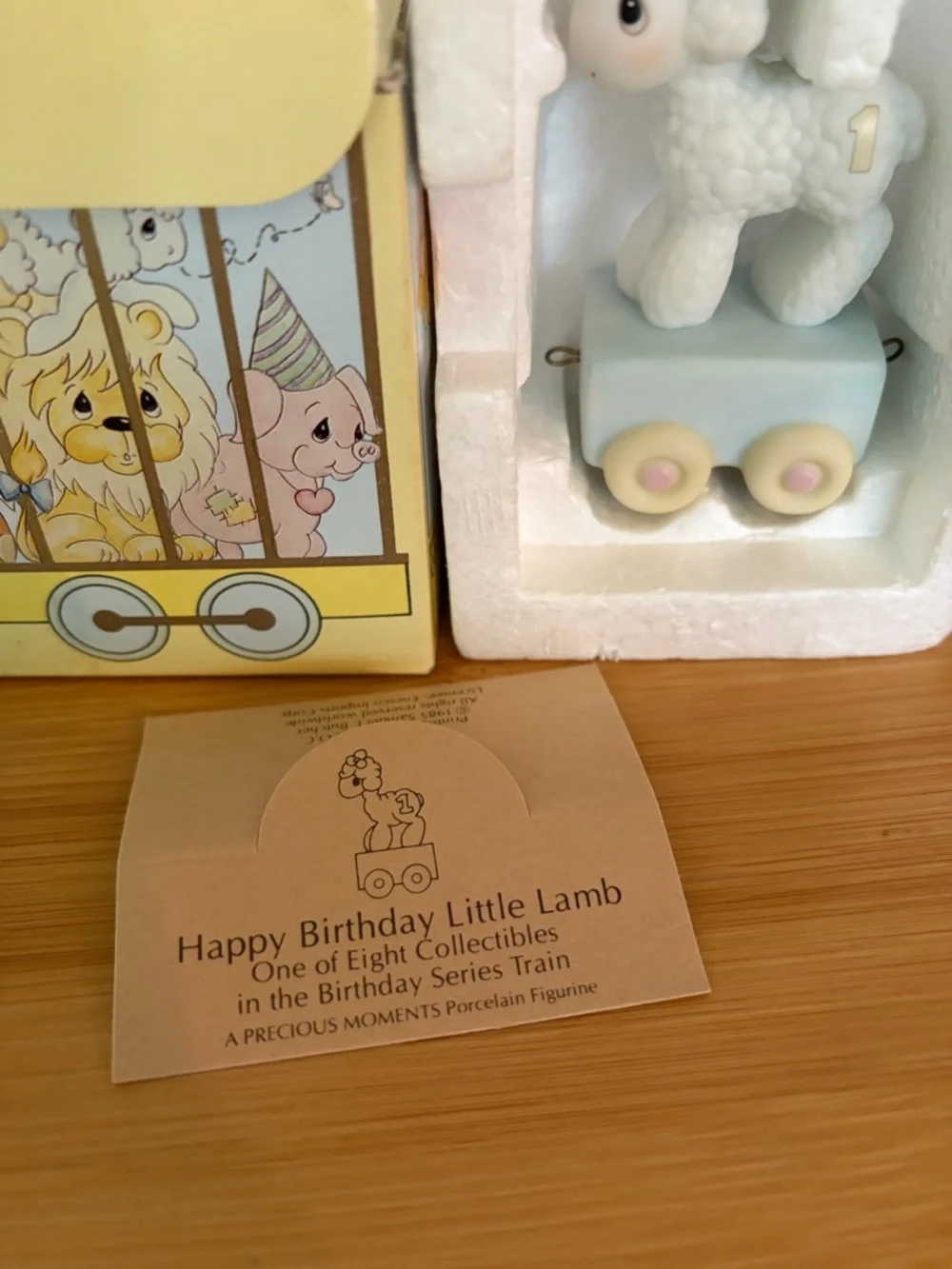 Enesco Precious Moments Happy Birthday Little Lamb Age 1 Train Figurine. 1985